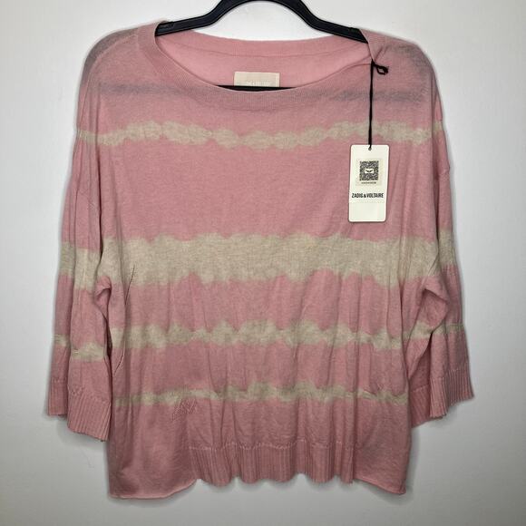 NWT ZADIG & VOLTAIRE Flint Tie Dye Cashmere Sweater Pink Small - Picture 2 of 7